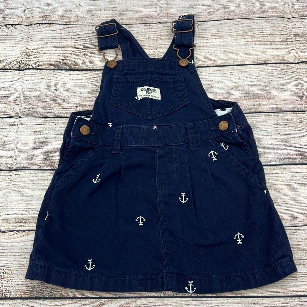 Osh Kosh Navy with White Anchors Overall Skirt Sz 24 M
